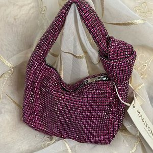 Madison West Pink Rhinestone Knotted Luxury Bag - NEW!